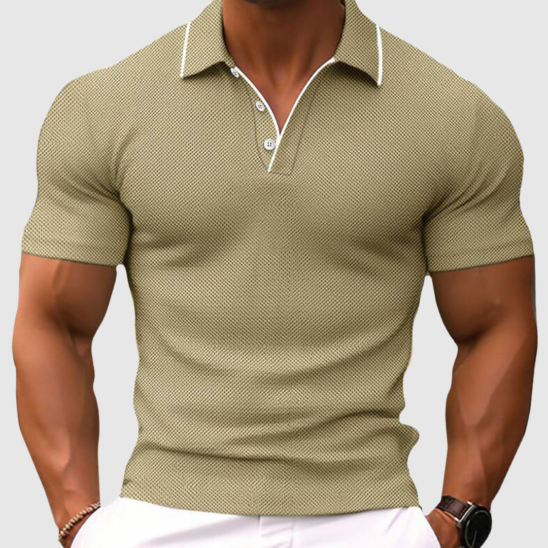 Figurbetontes Herren Poloshirt, atmungsaktiv & elegant, ideal für Sommer Freizeit & Business Casual.