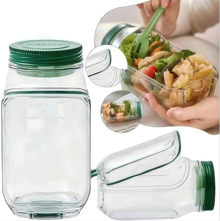 Auslaufsicherer Salatbecher für frische Mahlzeiten unterwegs; ideal als Lunchbox für Büro & Schule.