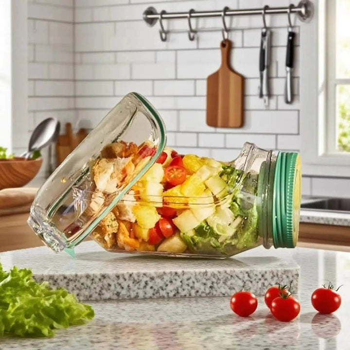 Hochwertiger, auslaufsicherer Salatbecher zum Mitnehmen, hält Essen frisch; ideal als Lunchbox.