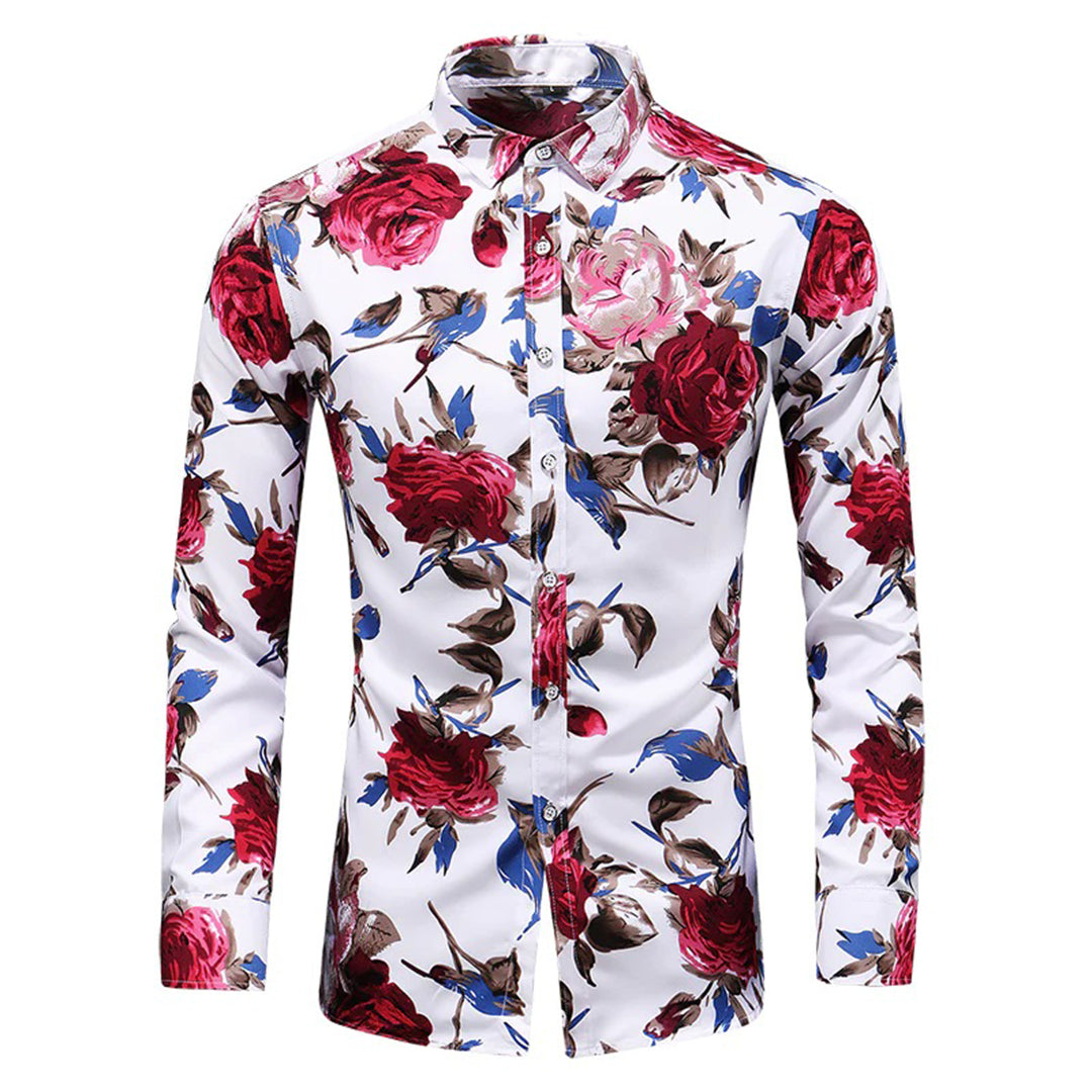 Das vielseitige Herrenhemd Finn mit modischem Blumenmuster, perfekt für stilvolle Freizeitoutfits.