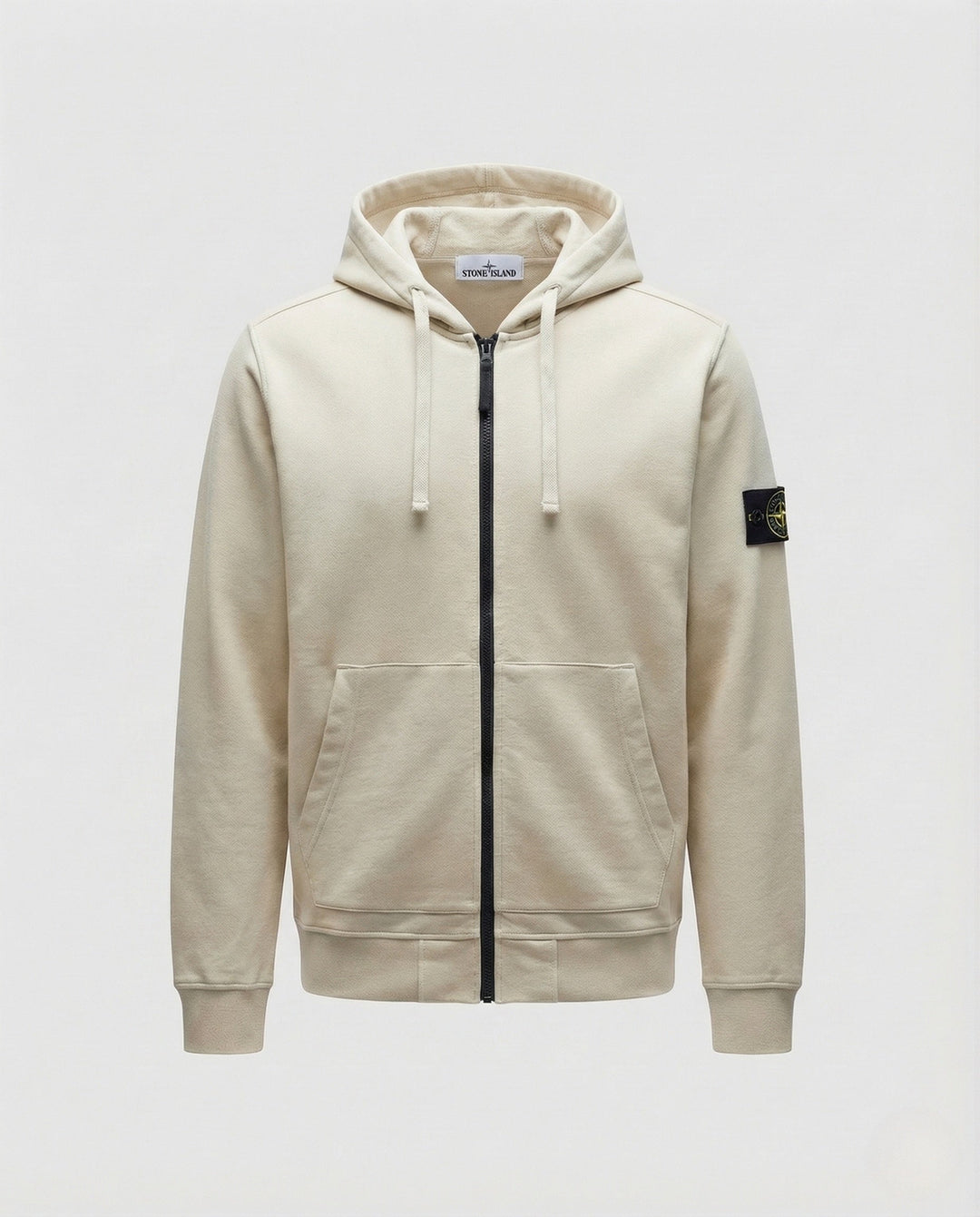 Rückseite der Unisex Hoodie-Jacke, schlichtes Design, bequem für Freizeit & Sport. Alltagstauglich.