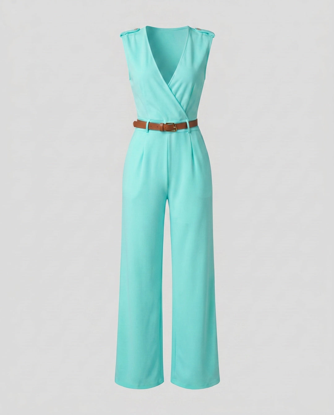 Damen Jumpsuit mit weitem Bein, V-Ausschnitt, ein Must-have für sommerliche Abendveranstaltungen.