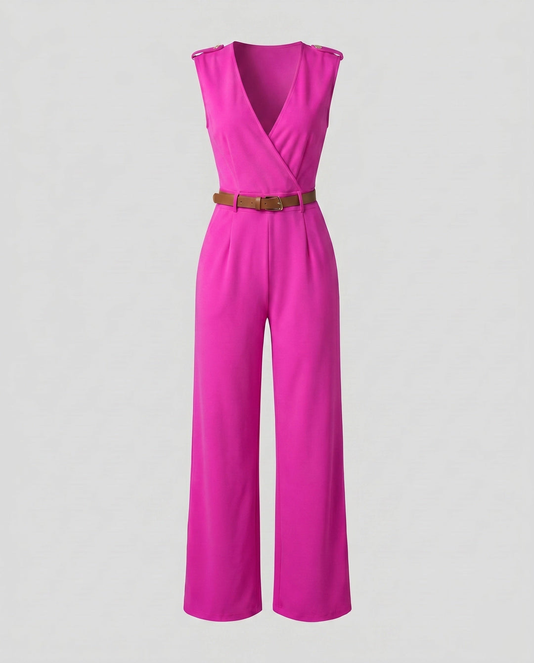 Modischer Frauen Jumpsuit mit weitem Bein, V-Ausschnitt, schmeichelhaft & zeitlos.