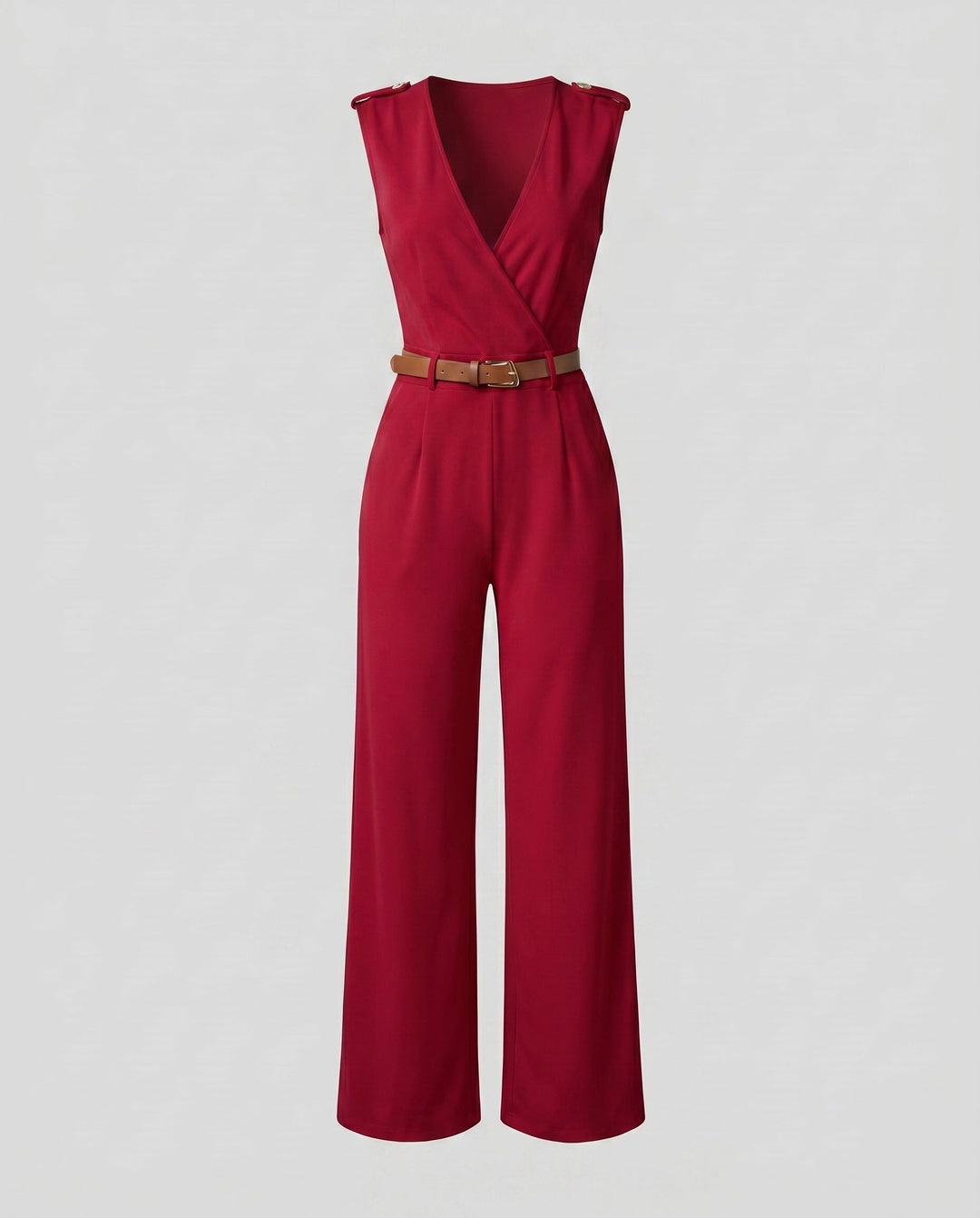 Eleganter Damen Jumpsuit für besondere Anlässe, mit V-Ausschnitt und weitem Bein.