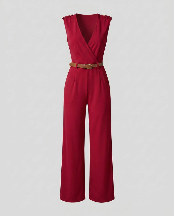 Eleganter Damen Jumpsuit für besondere Anlässe, mit V-Ausschnitt und weitem Bein.