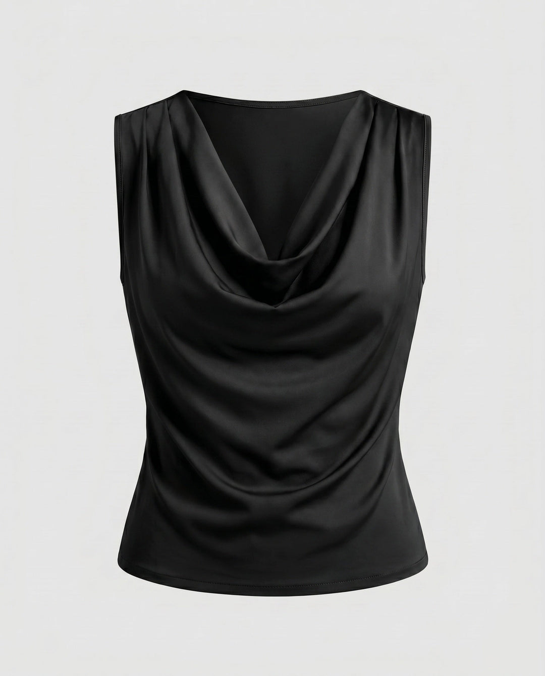 Stylisches Damen Sommer Top, ärmellos, mit edlem Wasserfallkragen. Elegant & komfortabel für jede Frau.