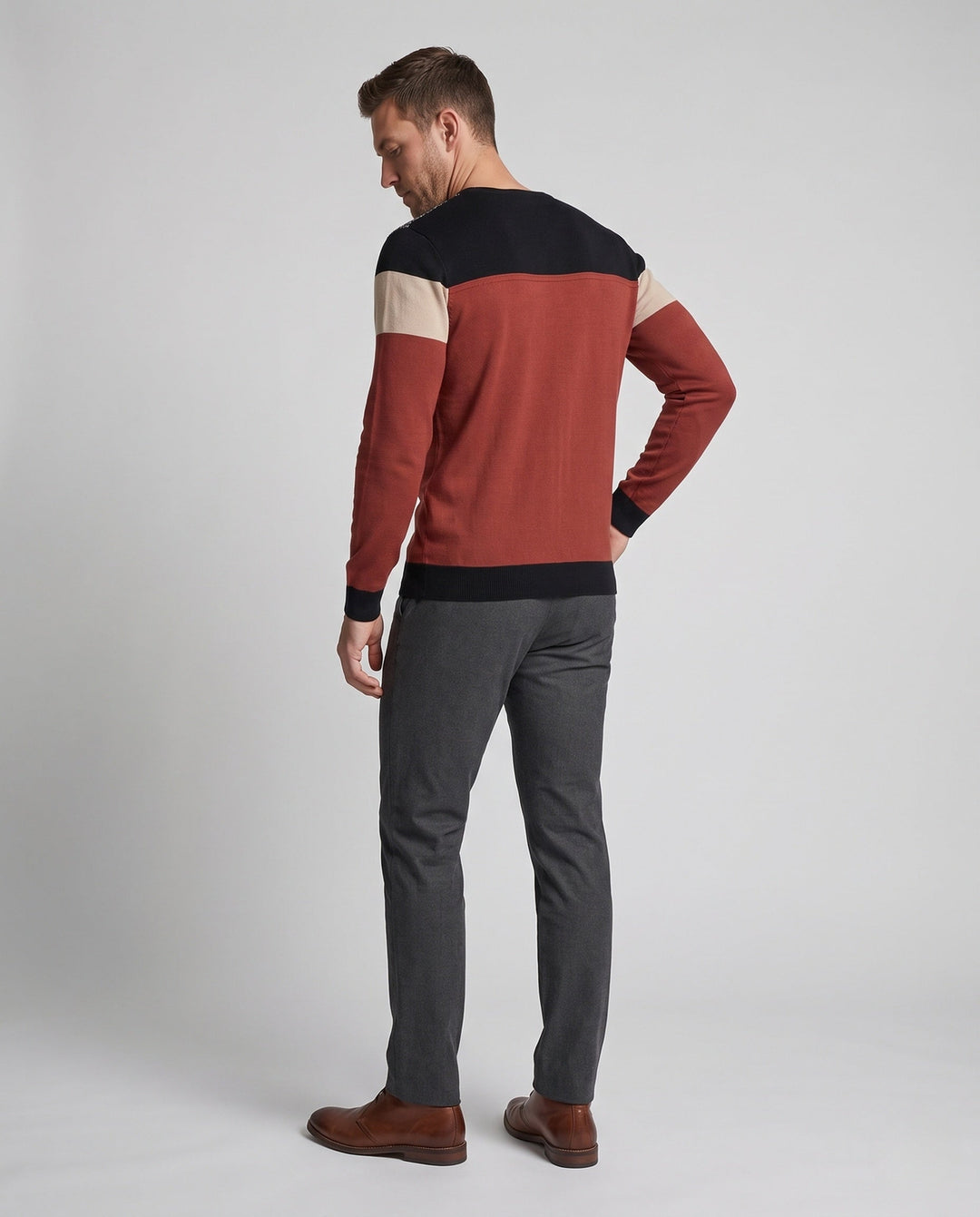 Gestreifter Herren Langarm Polo Pullover, Business Casual, vielseitig und stilvoll.