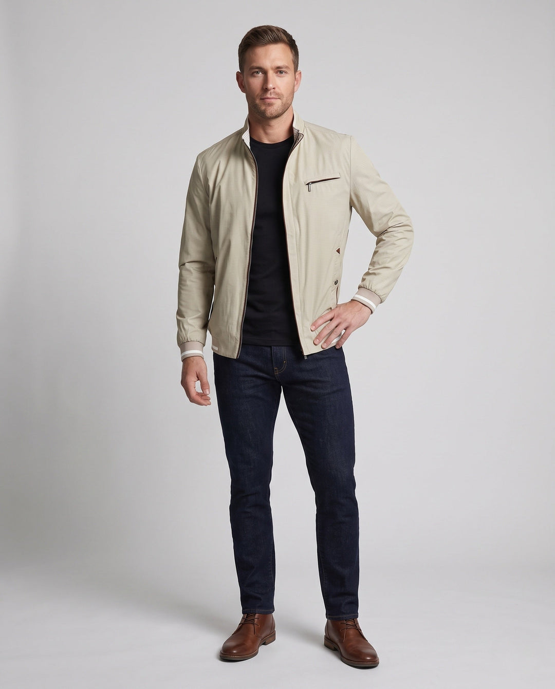 Herren Blousonjacke mit Stehkragen, leicht & modern, perfekte Übergangs- oder Freizeitjacke für Männer.