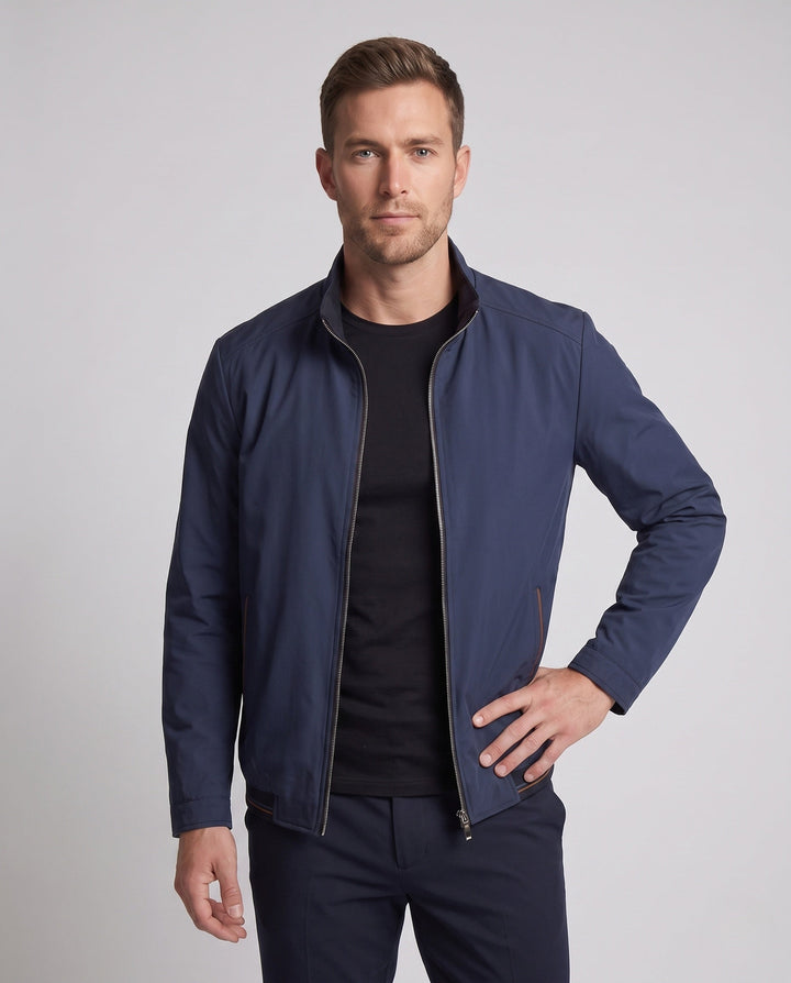 Moderne Herren Stehkragenjacke, windabweisend & schnelltrocknend, perfekt für Business Casual & Freizeit.