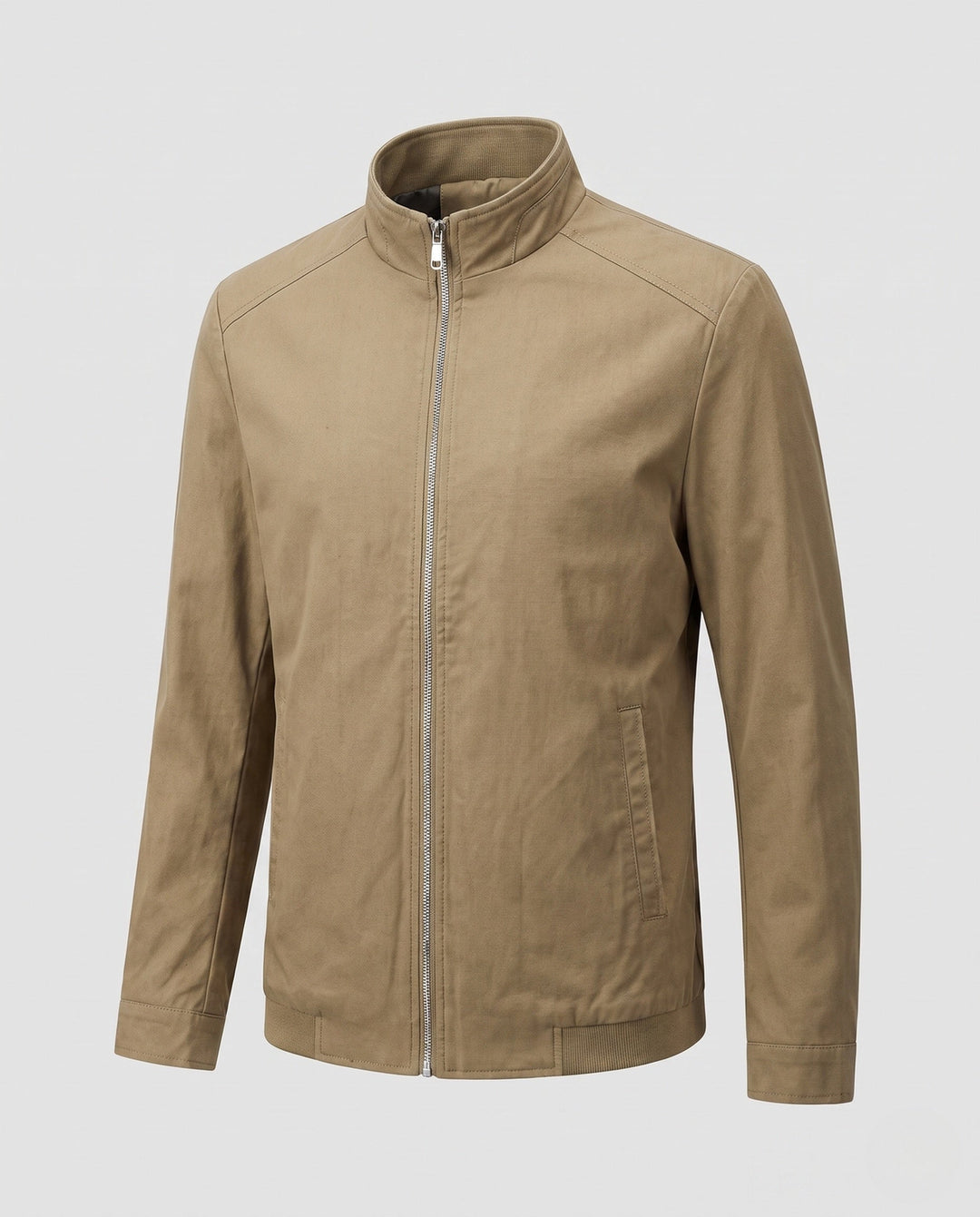 Schicke Übergangsjacke für Herren, Business Casual Stil, mit Stehkragen; vielseitig & modern.