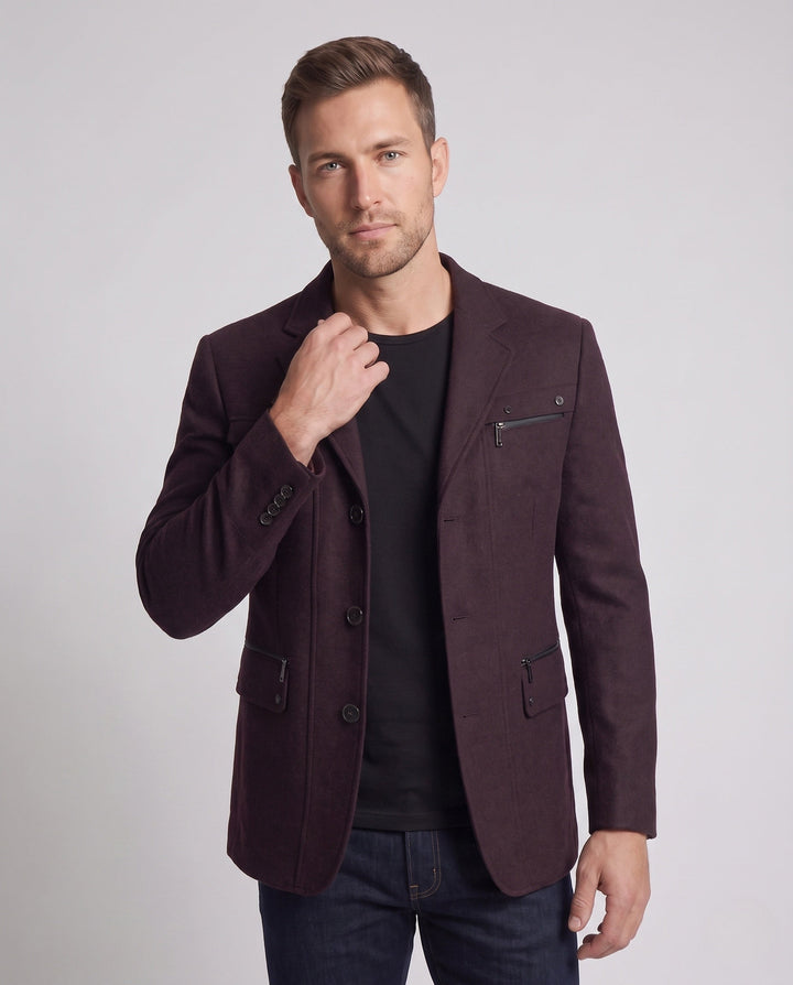 Eleganter Herren Sakko für urbanen Stil, mit funktionalem Reißverschluss, ideal für Business Casual.