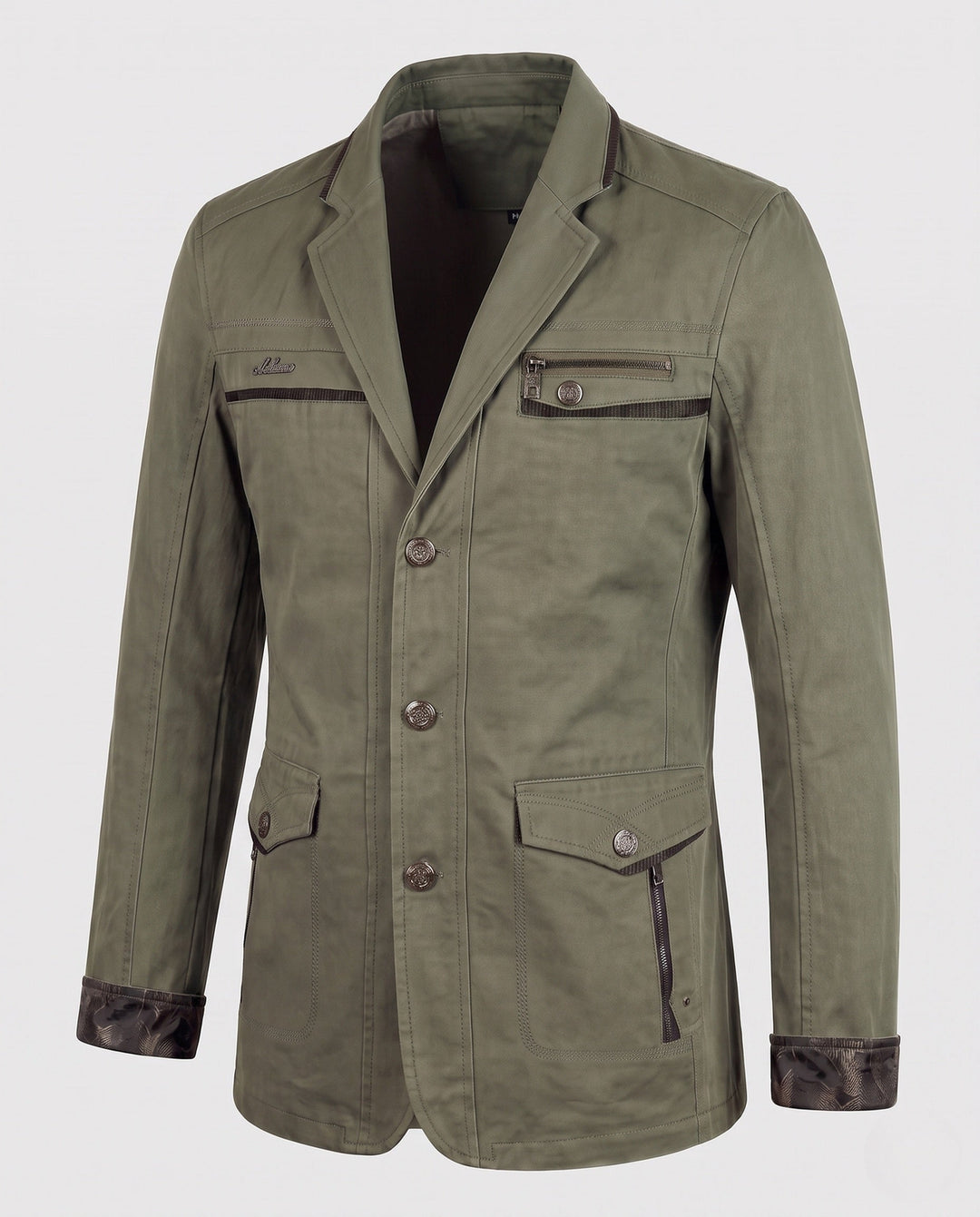 Moderner Herrenblazer, der Komfort einer Freizeitjacke mit dem Stil einer Feldjacke vereint. Ideal für Herbst.