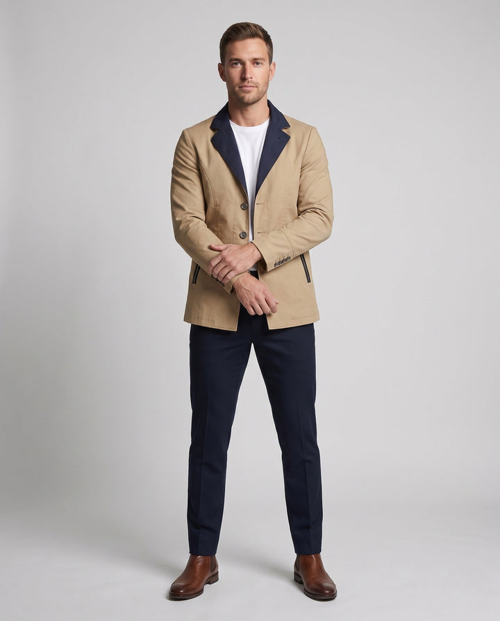 Herren Smart-Casual Kurzjacke mit modernem Kontrastkragen, ideal für Geschäft & Freizeit, eleganter Herren-Look.