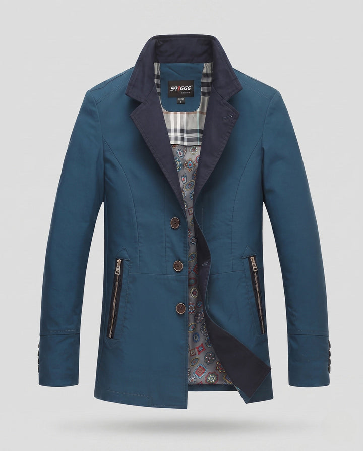 Smart-Casual Herrenjacke, ideal als Übergangsjacke, mit stilvollem Kontrastkragen für elegante Outfits.