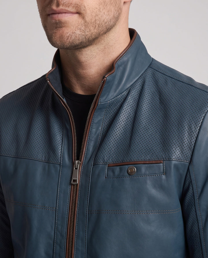 Elegante Herren Kunstleder-Übergangsjacke, sportlich-lässig. Perfekt für urbanen Komfort und Freizeitlook.
