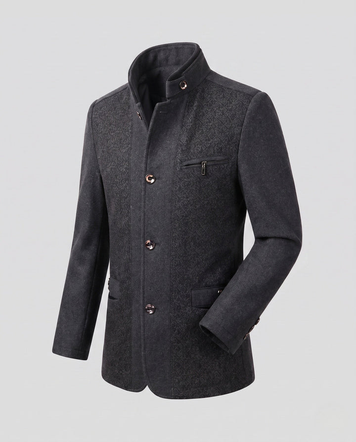 Hochwertiger Herren Kurzmantel mit Stehkragen, Militär-Look. Warme und stilvolle Oberbekleidung für Herbst & Winter.