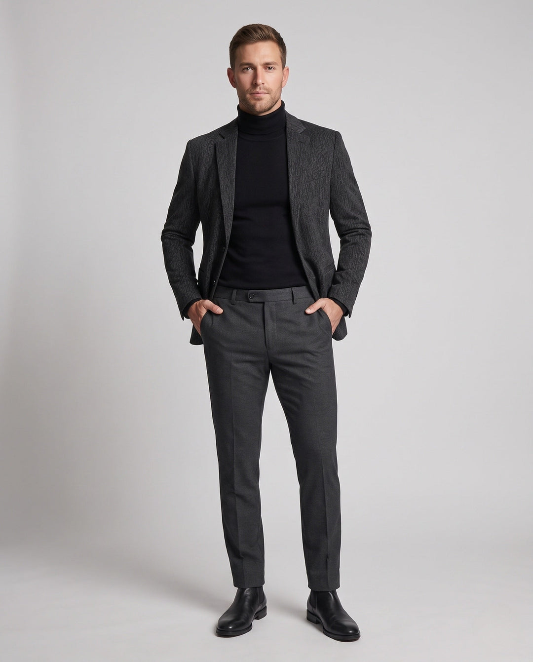 Herren Business Blazer in Dunkelblau. Eleganter Slim Fit Stretch Sakko für Büro, Konferenz & formelle Anlässe.