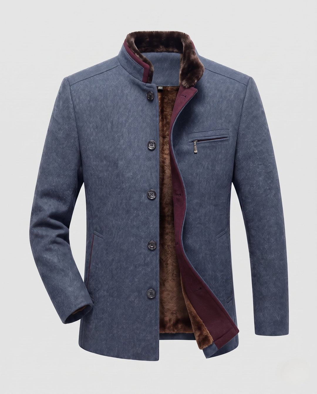 Moderner Herren Thermomantel mit Stehkragen. Ideal als Business-Mantel oder elegante Freizeit-Oberbekleidung.
