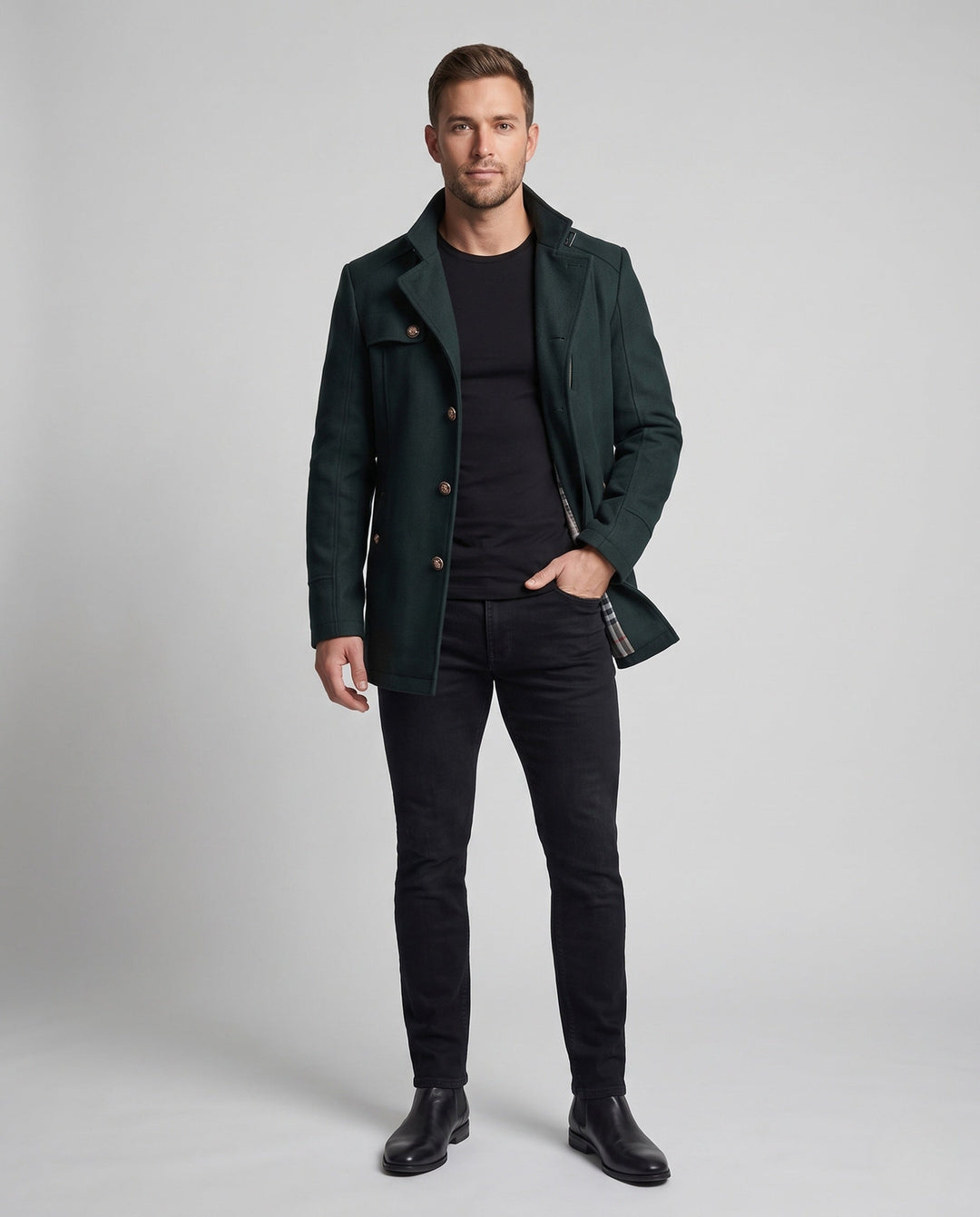 Herren Übergangsjacke in Marineblau, stilvoll & modern, ideal für Freizeit & Business Casual Looks.