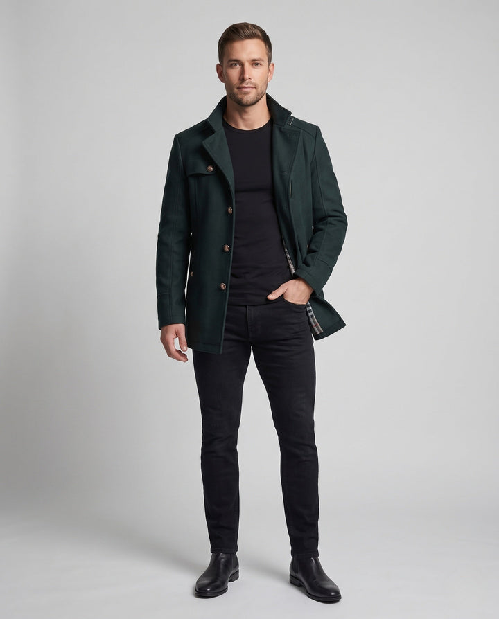 Herren Übergangsjacke in Marineblau, stilvoll & modern, ideal für Freizeit & Business Casual Looks.