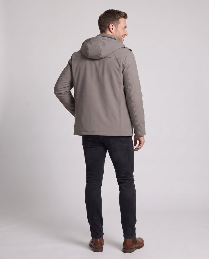 Warmer Herren Wintermantel mit Kapuze, wasserabweisend, für Kälteschutz und stilvolle Herrenbekleidung.