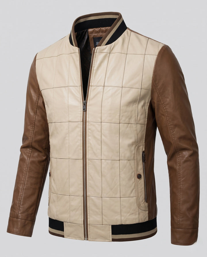 Bequeme Herren Freizeitjacke, zweifarbig gesteppt, mit Reißverschluss. Trendige Herbstmode für Männer.