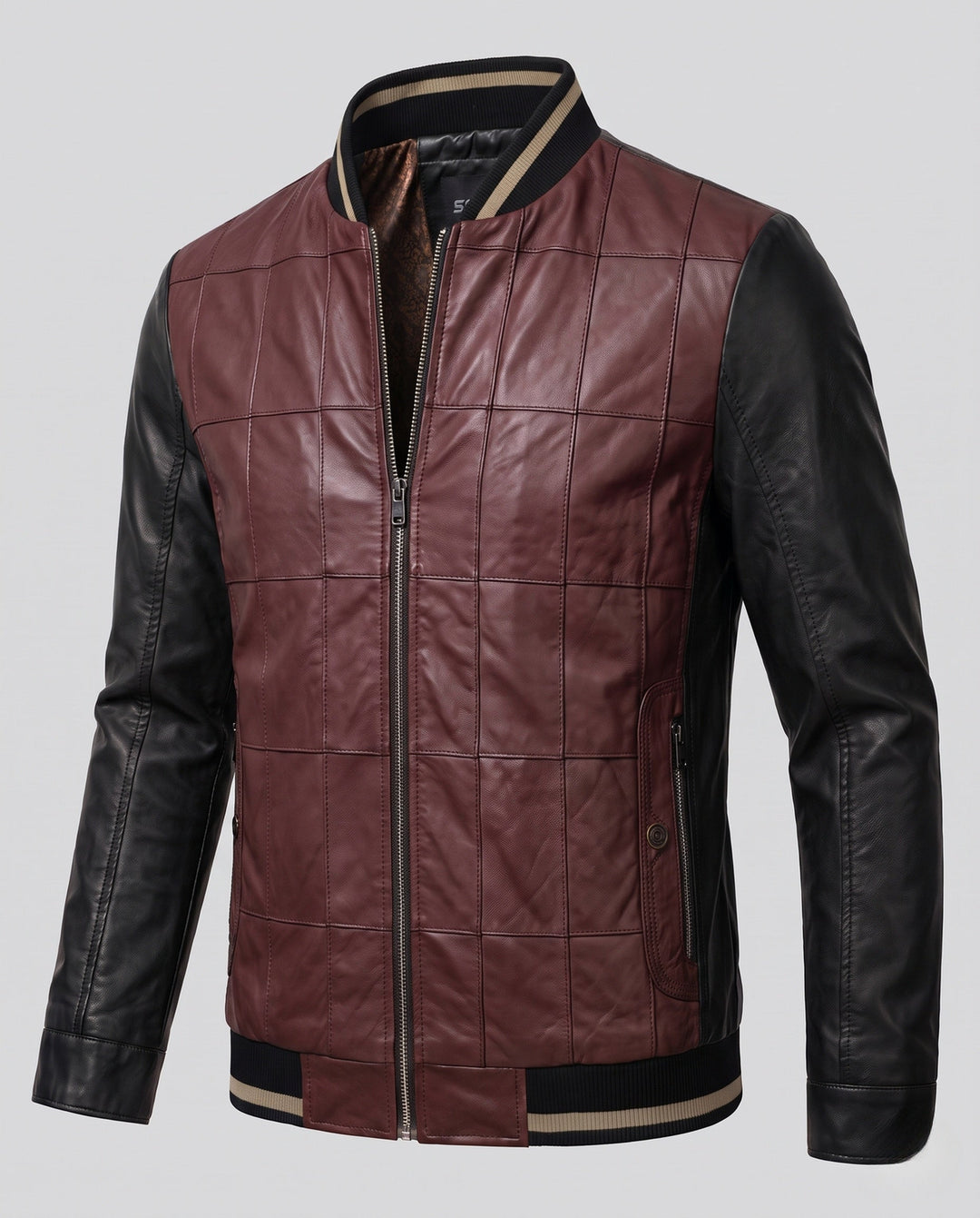 Modische Herren Bomberjacke, zweifarbig & gesteppt, mit Reißverschluss. Perfekte urbane Freizeitjacke.