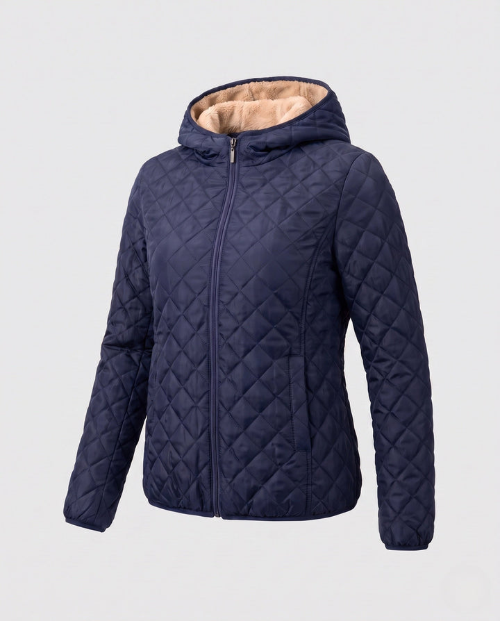 Bequeme Kapuze der warmen Damen Steppjacke, schützt vor Kälte an Herbst- & Wintertagen.