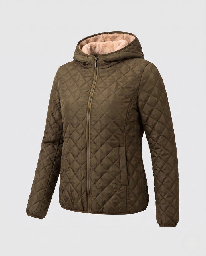 Reißverschluss & praktische Taschen der Damen Steppjacke, funktional & stilvoll für den Alltag.