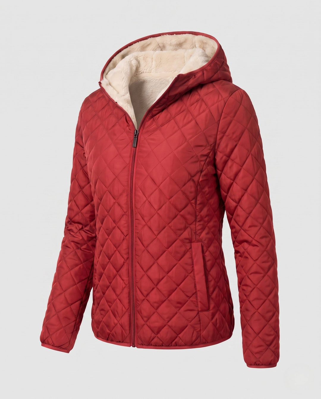Moderne Damen Kapuzenjacke mit feiner Steppung. Eine leichte, warme Übergangsjacke für stilvolle Herbst-Outfits.