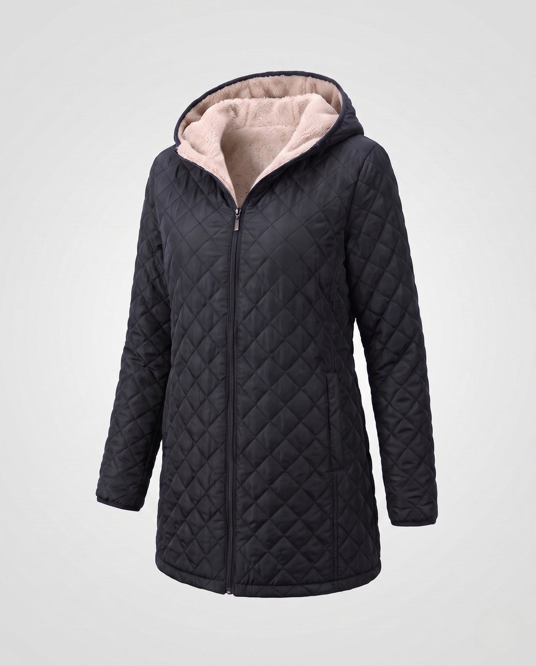 Casual Damen Steppmantel mit Kapuze. Winterjacke für Damen, schick und funktionell.