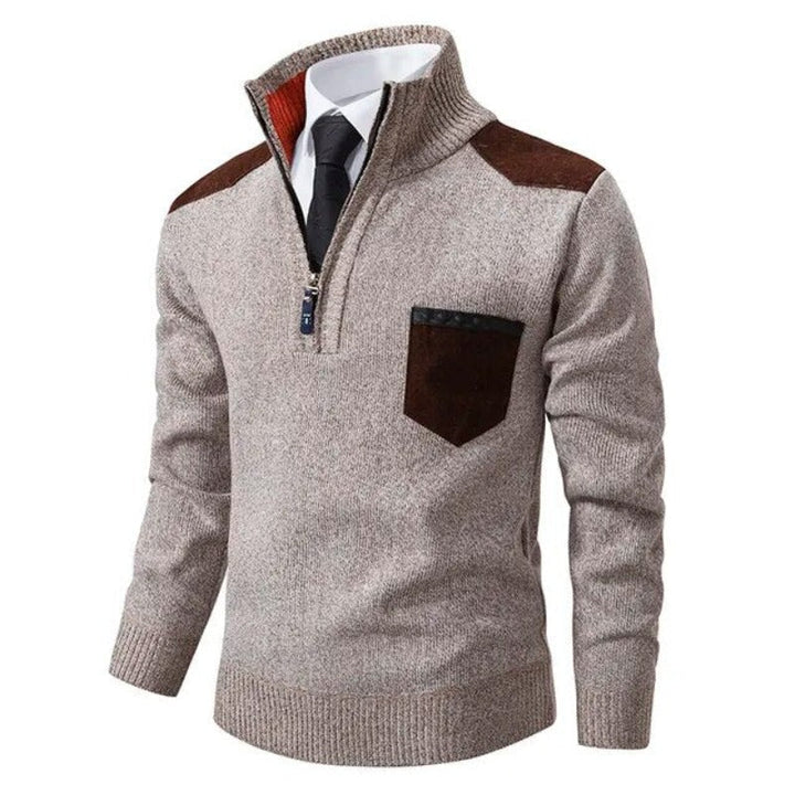 Eleganter Herren Quarter-zip Pullover für Herbst & Winter. Komfortabler Strick Sweater für kalte Tage.