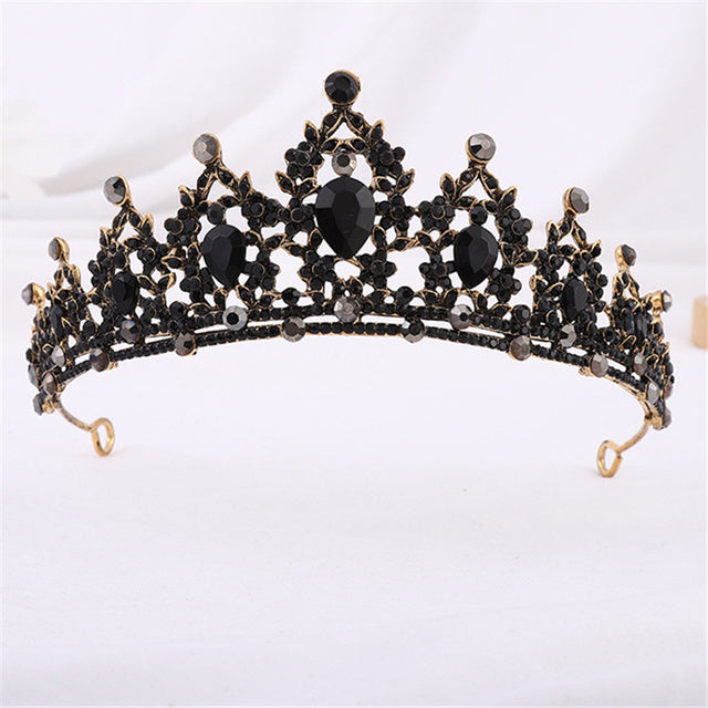 Königliche Goldkrone mit farbigen Kristallen, funkelnder Hochzeitsschmuck für Frauen.