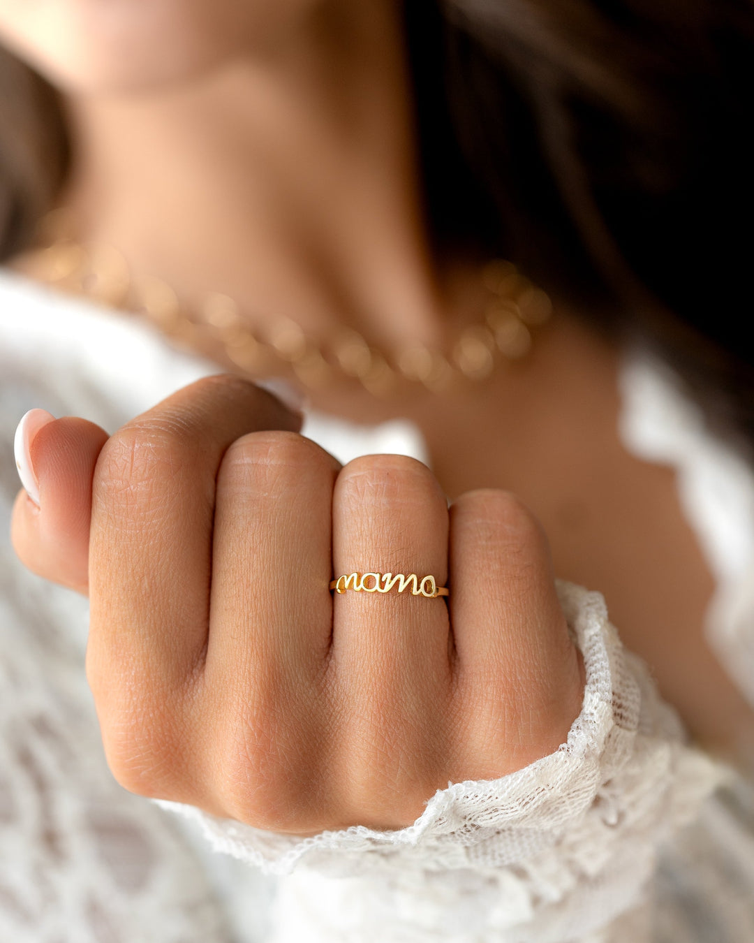 Hochwertiger vergoldeter Sterlingsilber Mamaring für Frauen, symbolisiert Liebe und ist ideal als Geschenkidee.
