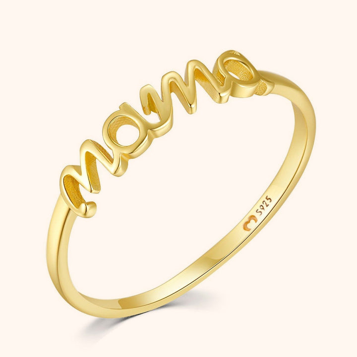 Eleganter Emma Mama-Ring aus vergoldetem Sterlingsilber für Damen, ein stilvolles Muttertagsgeschenk.