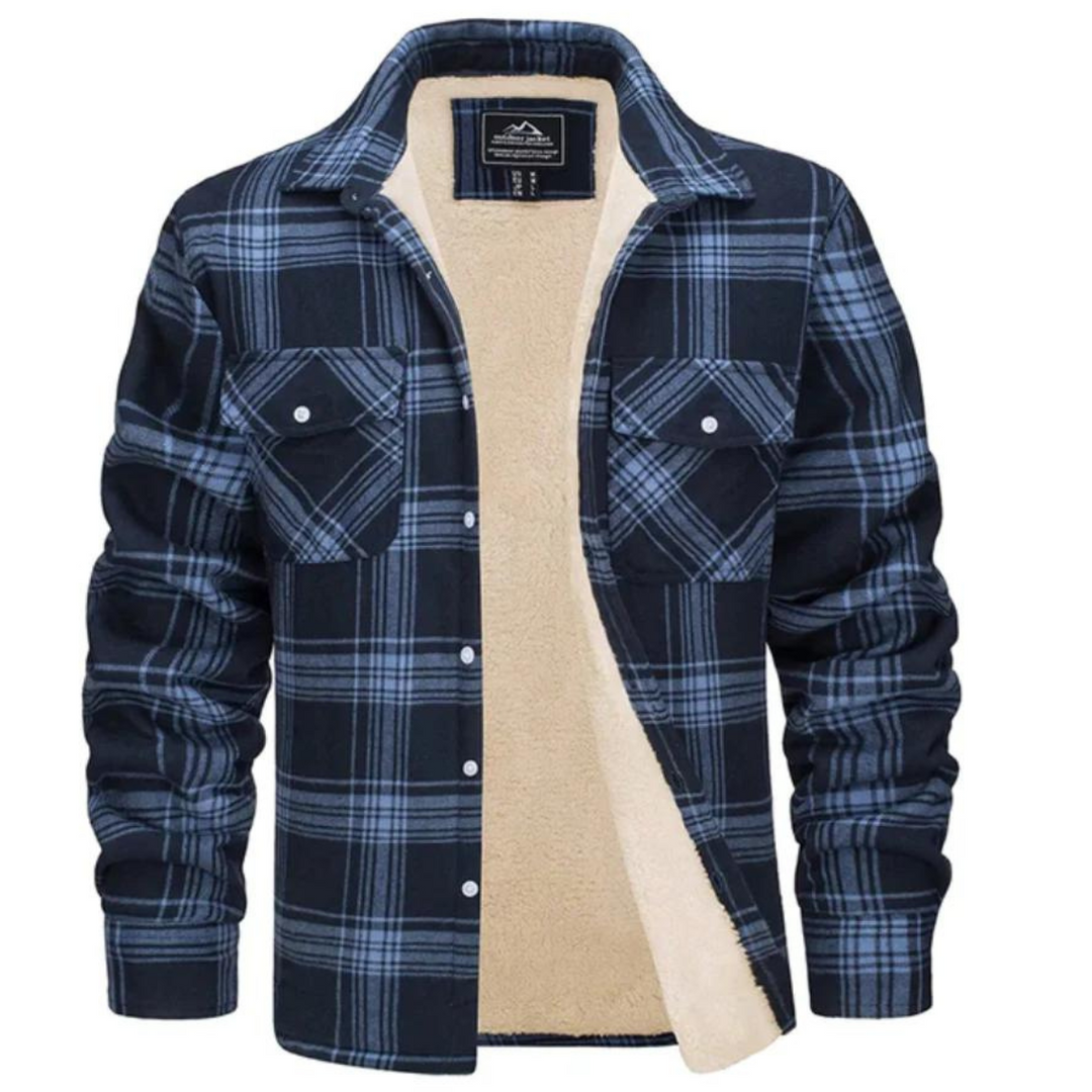 Attraktive Unisex Karomuster-Jacke mit Fleece-Futter, eine warme Geschenkidee für Herbst & Winter.