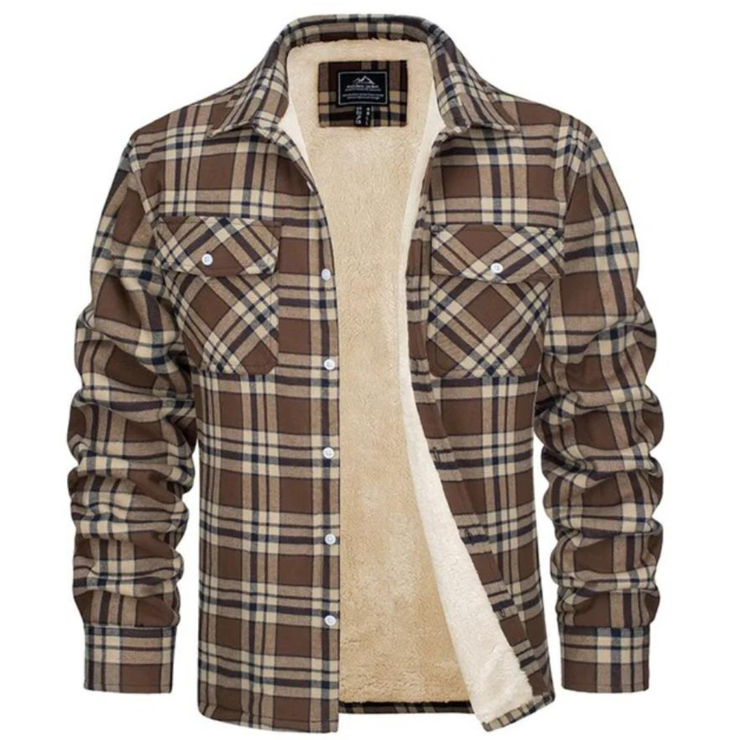 Stylische Karo-Fleecejacke, unisex, ideal für einen entspannten Casual-Look an kühlen Tagen.