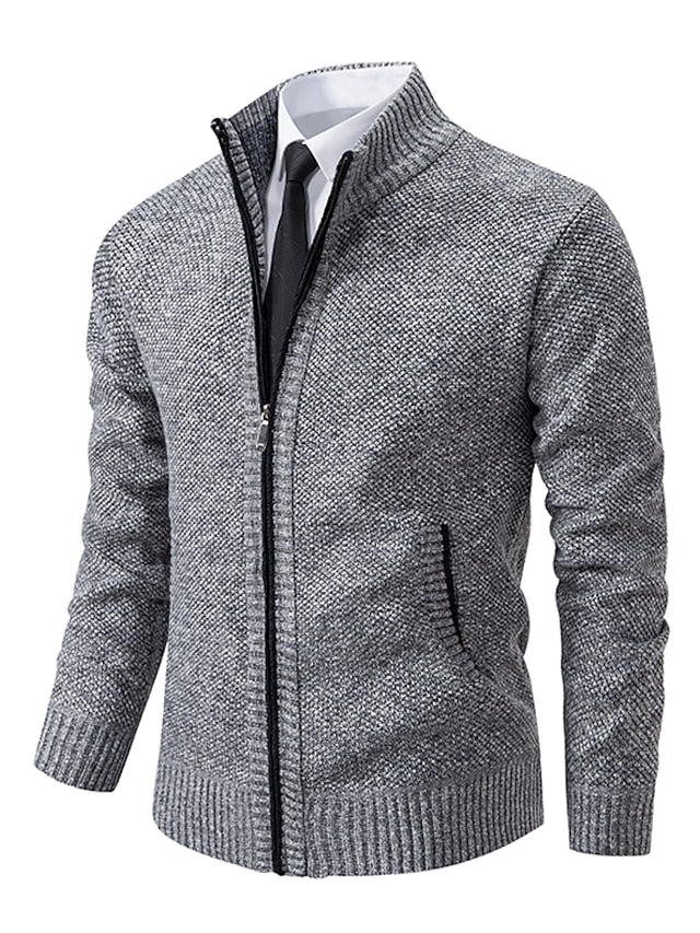 Herren Übergangsjacke: Strickjacke mit Reißverschluss & Stehkragen, praktisch & schick.