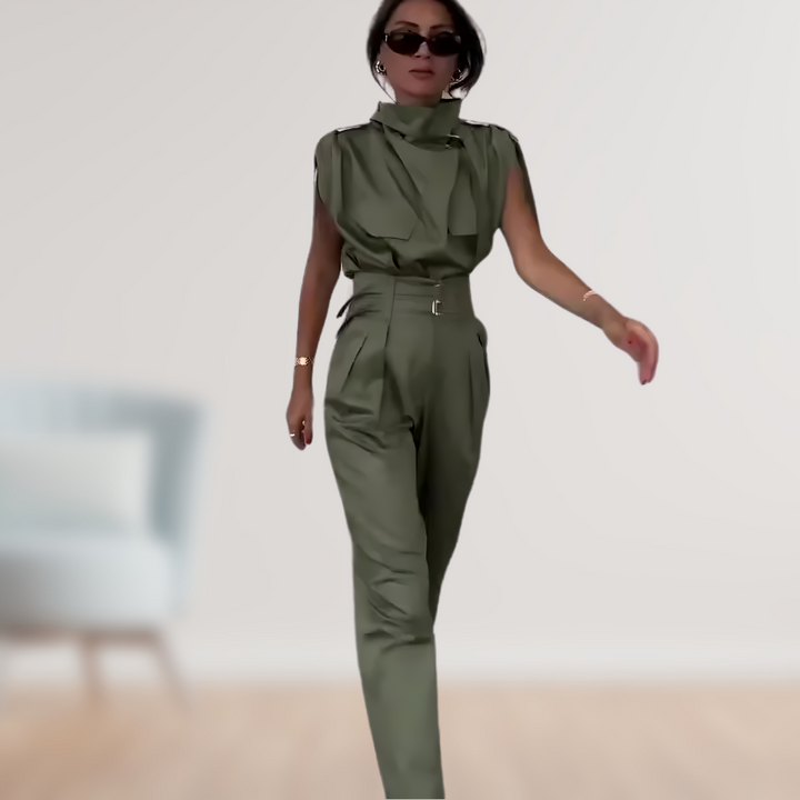 Elegantes Damen Business Set aus zwei Teilen, mit Taillengürtel, stilvoll & professionell für Frühling/Sommer.
