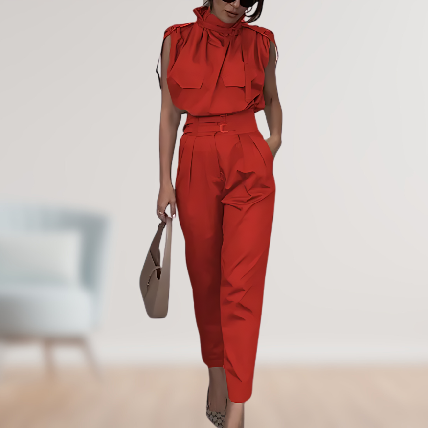 Oberteil des eleganten Damen Zweiteilers aus leichtem Polyester, modisch & vielseitig für Frühling/Sommer.