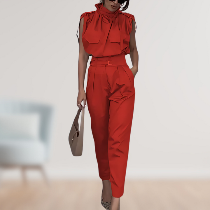 Oberteil des eleganten Damen Zweiteilers aus leichtem Polyester, modisch & vielseitig für Frühling/Sommer.
