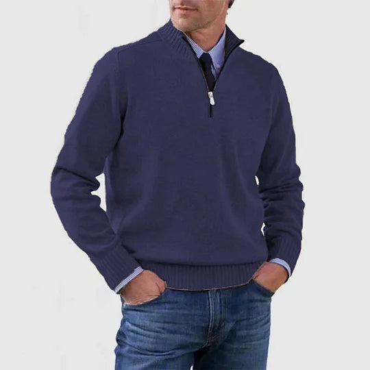 Herren Casual Pullover mit Reißverschluss & Stehkragen, ideal für Übergangszeiten.