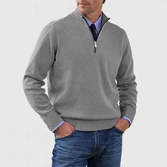 Klassischer Herren Reißverschluss-Pullover aus Strick, elegant und komfortabel für jeden Tag.