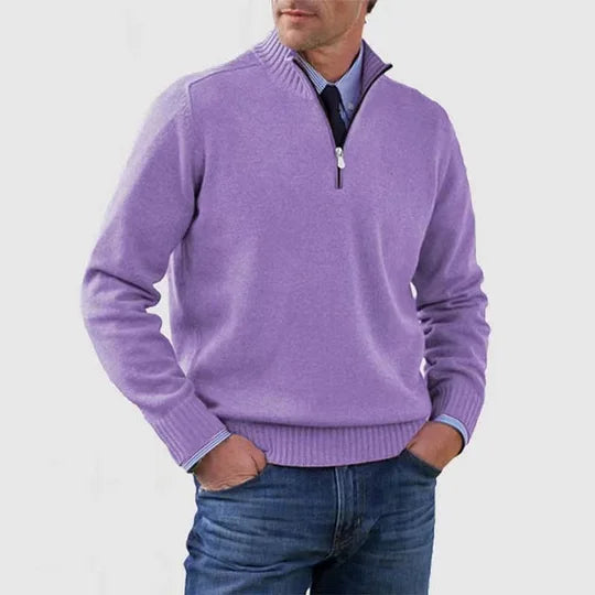 Zeitloser Herren Pullover mit Reißverschluss, Stehkragen, perfekt kombinierbar für alle Anlässe.