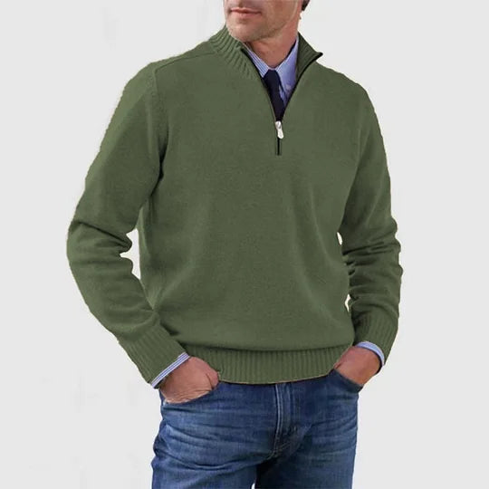 Stylischer Herren Reißverschluss-Pullover, perfekt für Herbst und kühlere Tage.