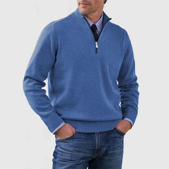 Bequemer Herren Pullover mit Reißverschluss & Stehkragen für einen eleganten Casual-Look.
