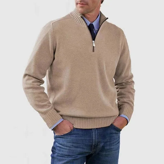 Warmen Herren Reißverschluss-Strickpullover für Herbst und Winter, vielseitige Männermode.