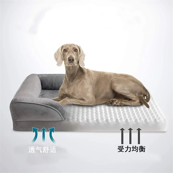 Komfortables Samt-Hundebett Max in Grau, orthopädisch & waschbar, bietet Haustieren Erholung.