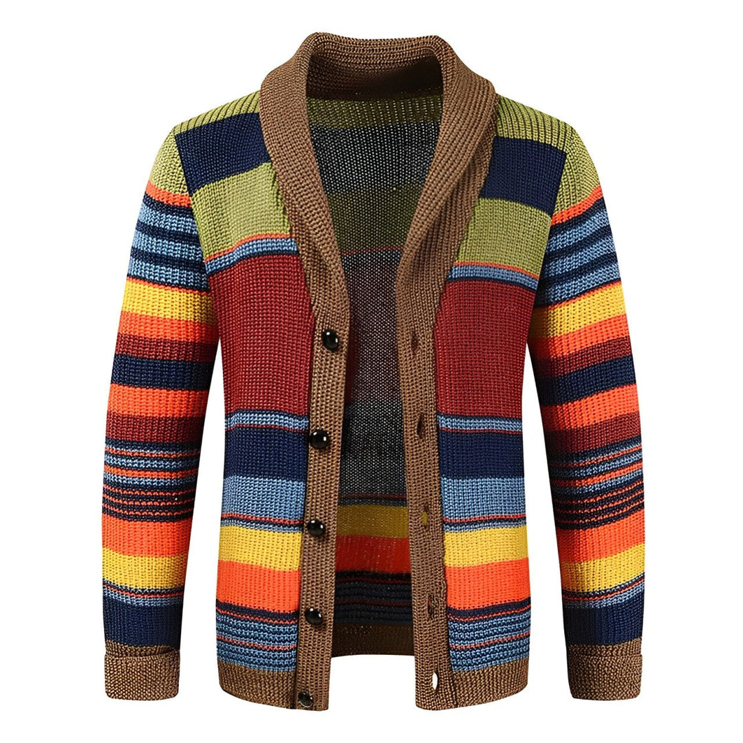 Lässiger Herren Retro-Cardigan, gestreift, vielseitig als Übergangsjacke für Frühling & Herbstmode.