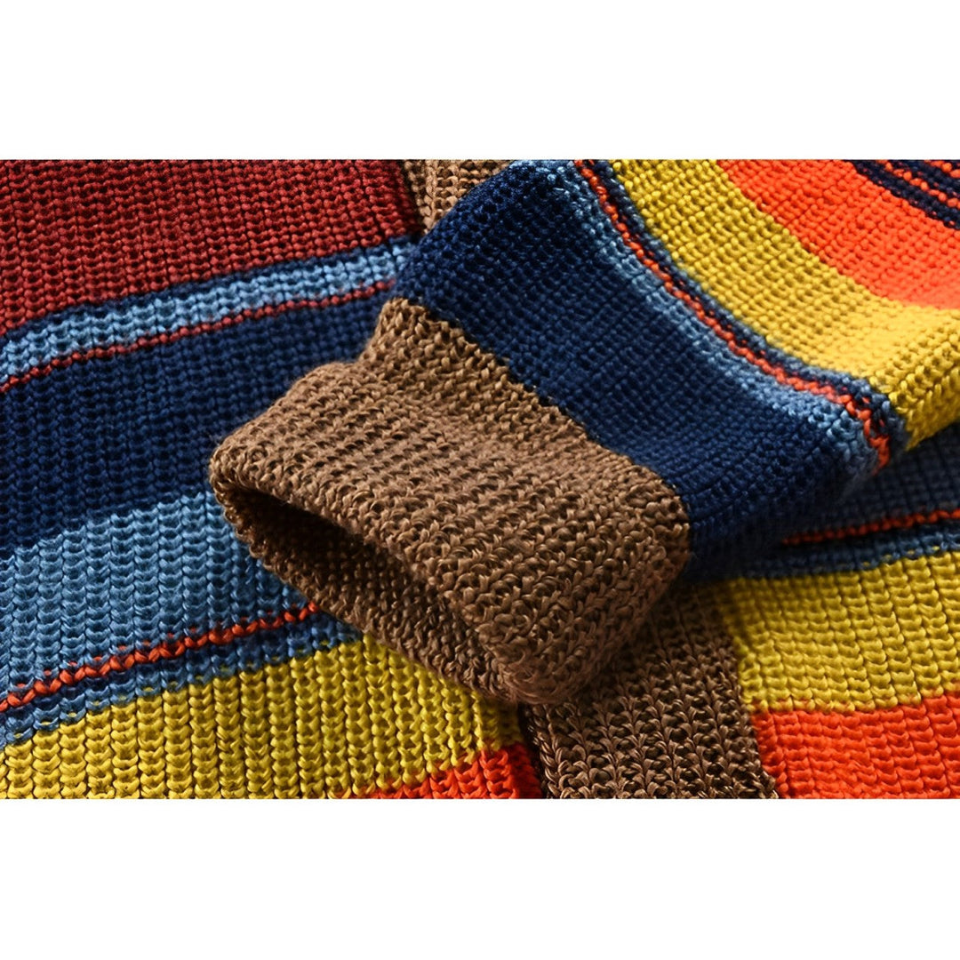 Vielseitiger Herren Cardigan im Retro-Look, gestreift, ideal als stilvolle Übergangsjacke für Herrenmode.